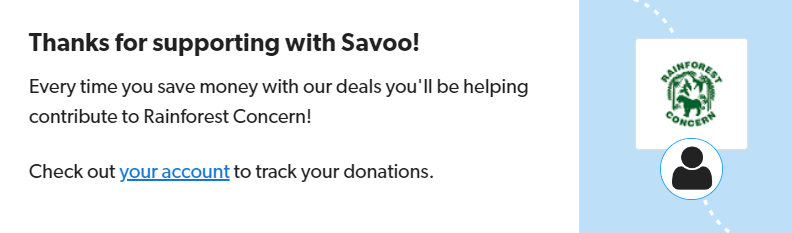 Signing up to support Rainforest Concern with Savoo