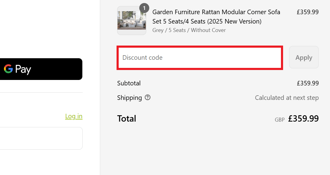 RattanTree discount code redemption box image