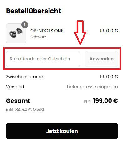Screenshot vom Eingabefeld für einen raumweltenheiss-Gutschein