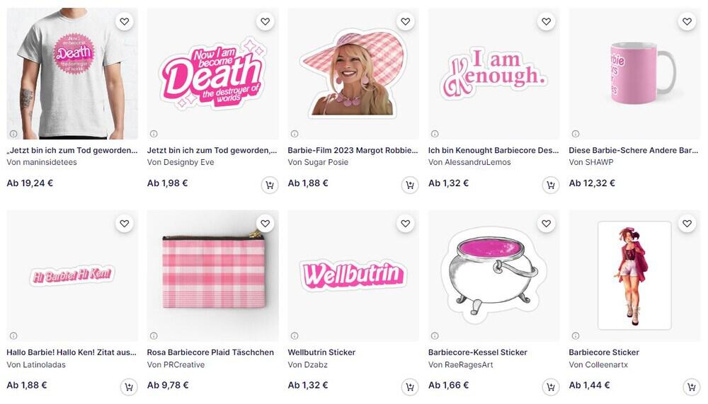 Verschiedene Barbiecore Artikel von Redbubble - Sticker, Tasse, T-Shirt, Täschchen im Barbie-Design