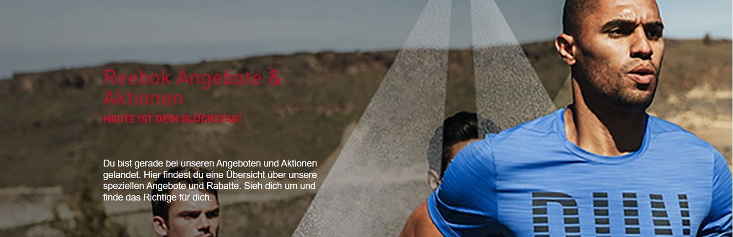 "Reebok Angebote und Aktionen" Banner mit Foto eines Läufers