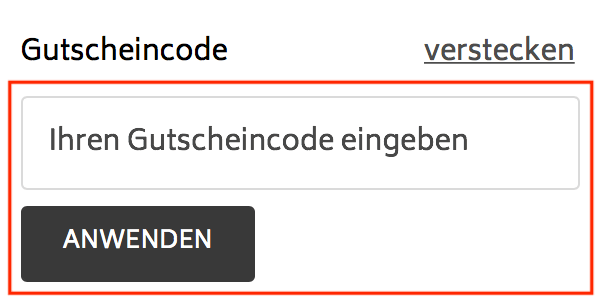 Eingabefeld für den Renogy Gutschein im Warenkorb