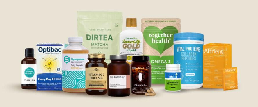 Revital vitamins and supplements including Omega 3, collagen peptides and Symprove