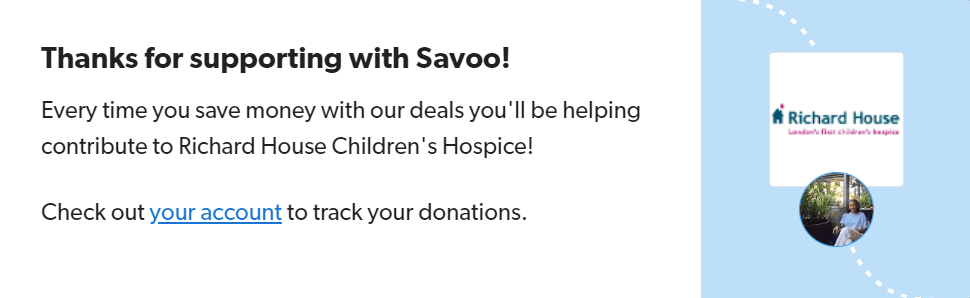 Signing up to support Richard House Children's Hospice with Savoo