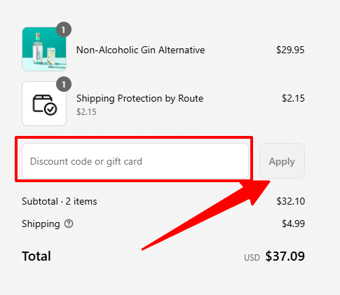 Ritual Zero Proof coupon code box at checkout