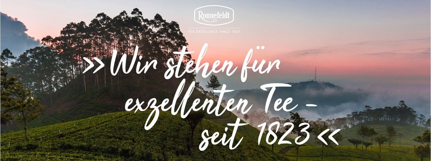 Banner für die Ronnefeldt-Gutscheinseite: Exzellenter Tee seit 1823