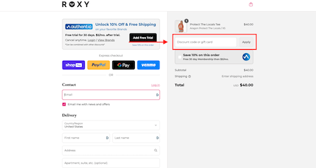 Roxy promo code