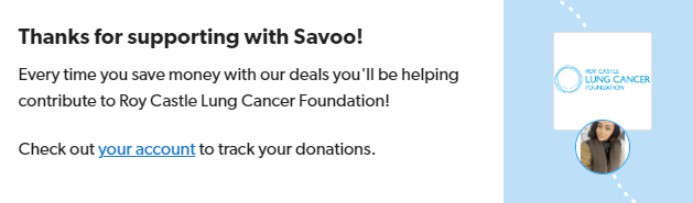 Signing up to support Roy Castle Lung Cancer Foundation with Savoo