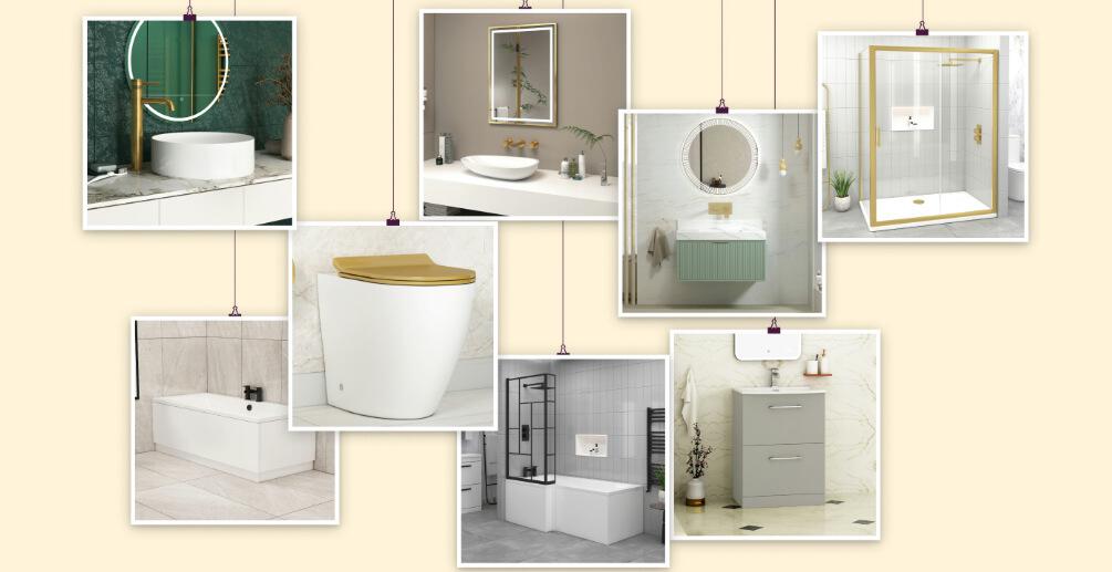Royal Bathrooms discount page banner featuring a selection of small images of bathroom fixtures and accessories