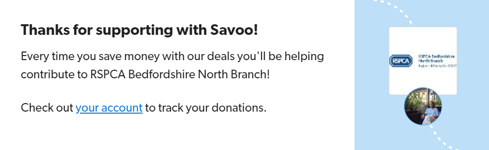 Signing up to support RSPCA Bedfordshire North Branch with Savoo