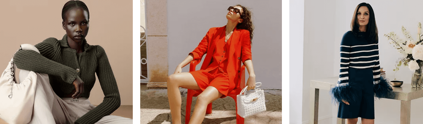 Image of three women in various womenswear items
