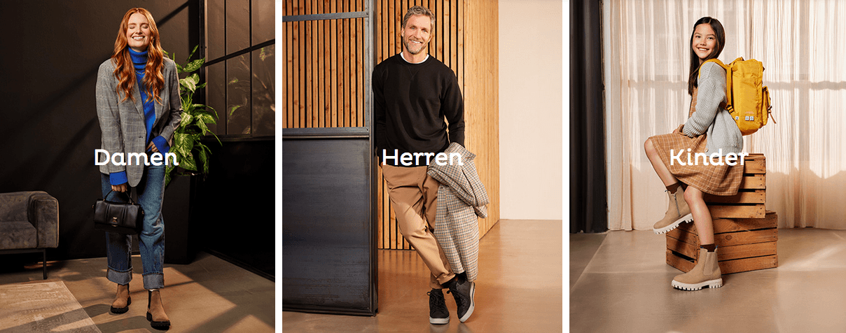 Startseite des Salamander Online Shops mit Schuhen für Damen, Herren und Kinder