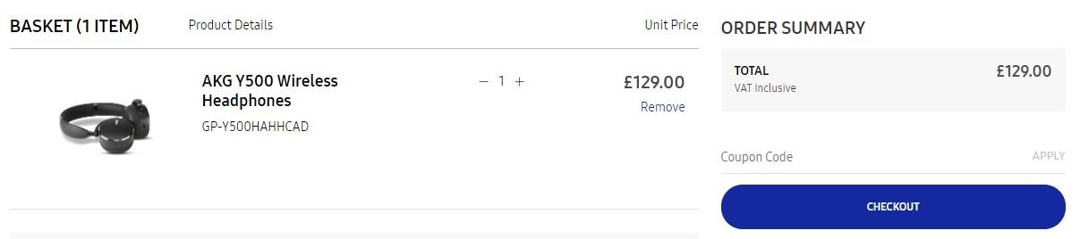 Samsung discount code box during checkout