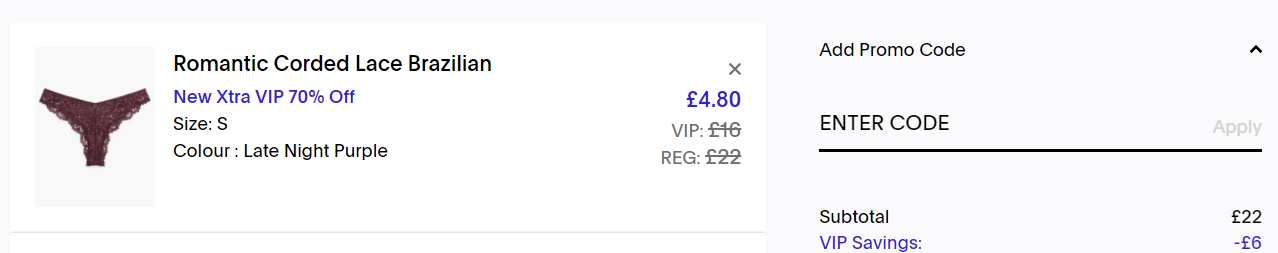 Screenshot of the Savage X Fenty promo code box on the Savage Fenty website