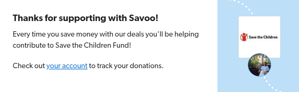 Signing up to support Save the Children with Savoo