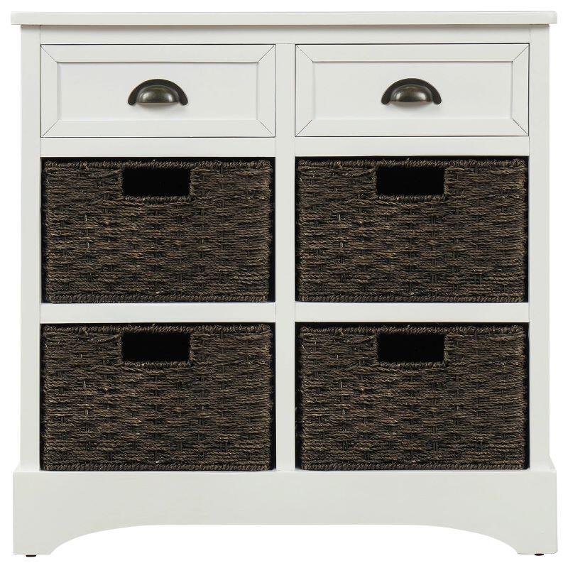 Elena Rustic Modern Farmhouse Style Compact Storage Cabinet with 2 Drawers