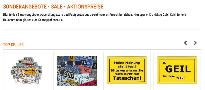 Reduzierte Artikel für Firmen und Privatkunden im Schildershop24 Sale
