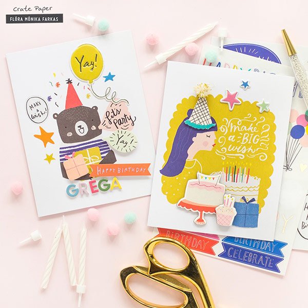 Cartes d&apos;anniversaire réalisées avec des produits Scrapmalin