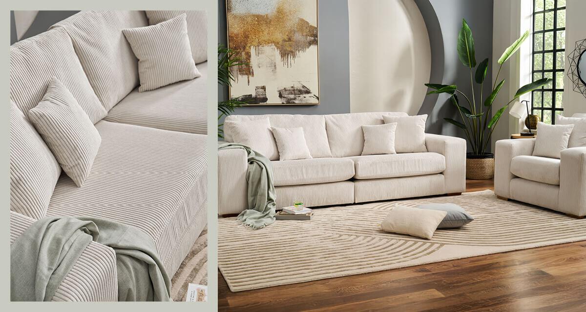 SCS sofa and chair set in cream