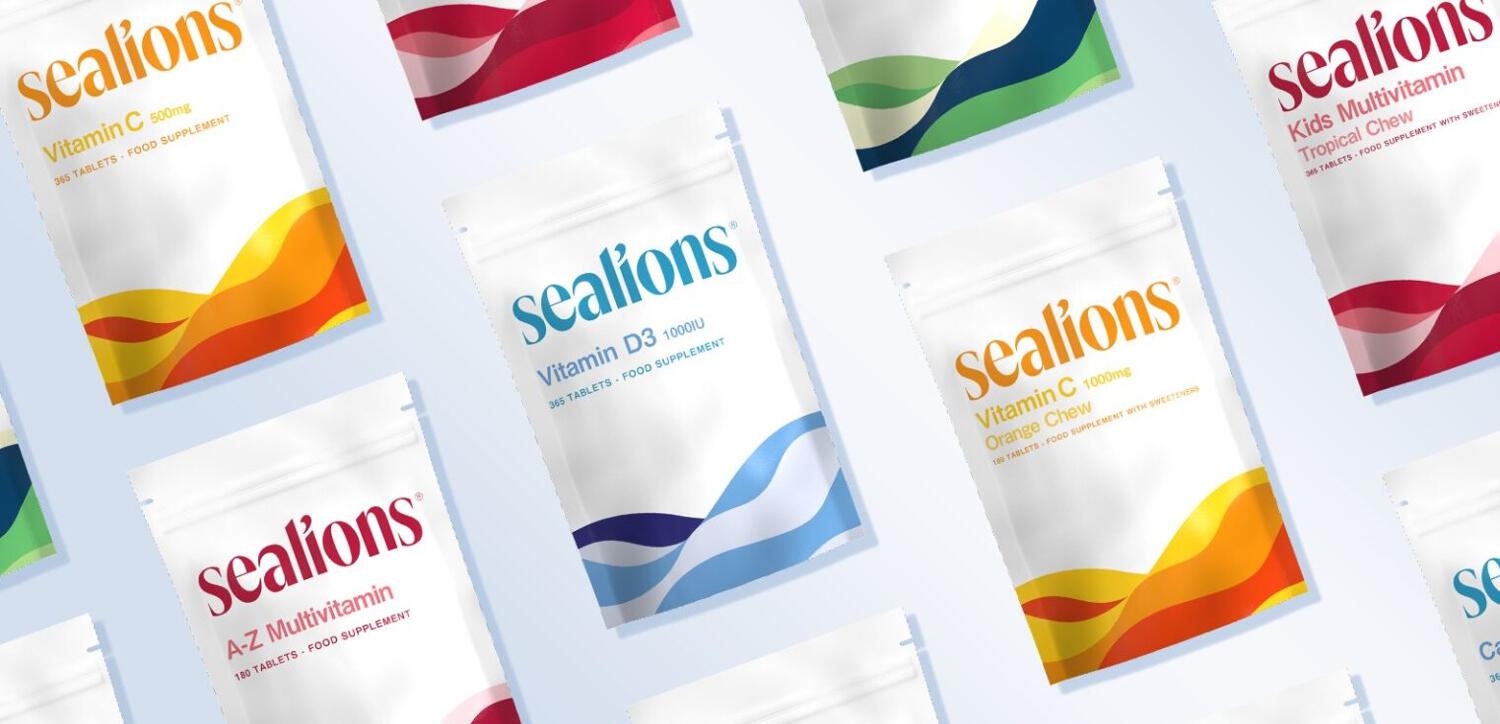 Sealions how to save money banner - Multicolour Sealions packaging repeated multiple times