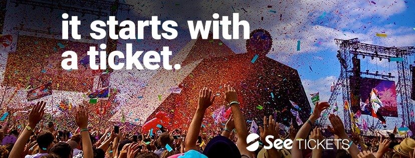 See Tickets festival with stage and confetti. Text reads: It Starts With a Ticket
