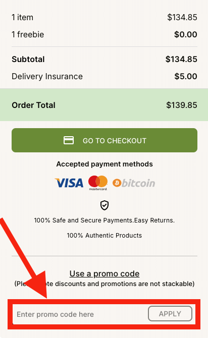 Seedsman coupon code box at checkout