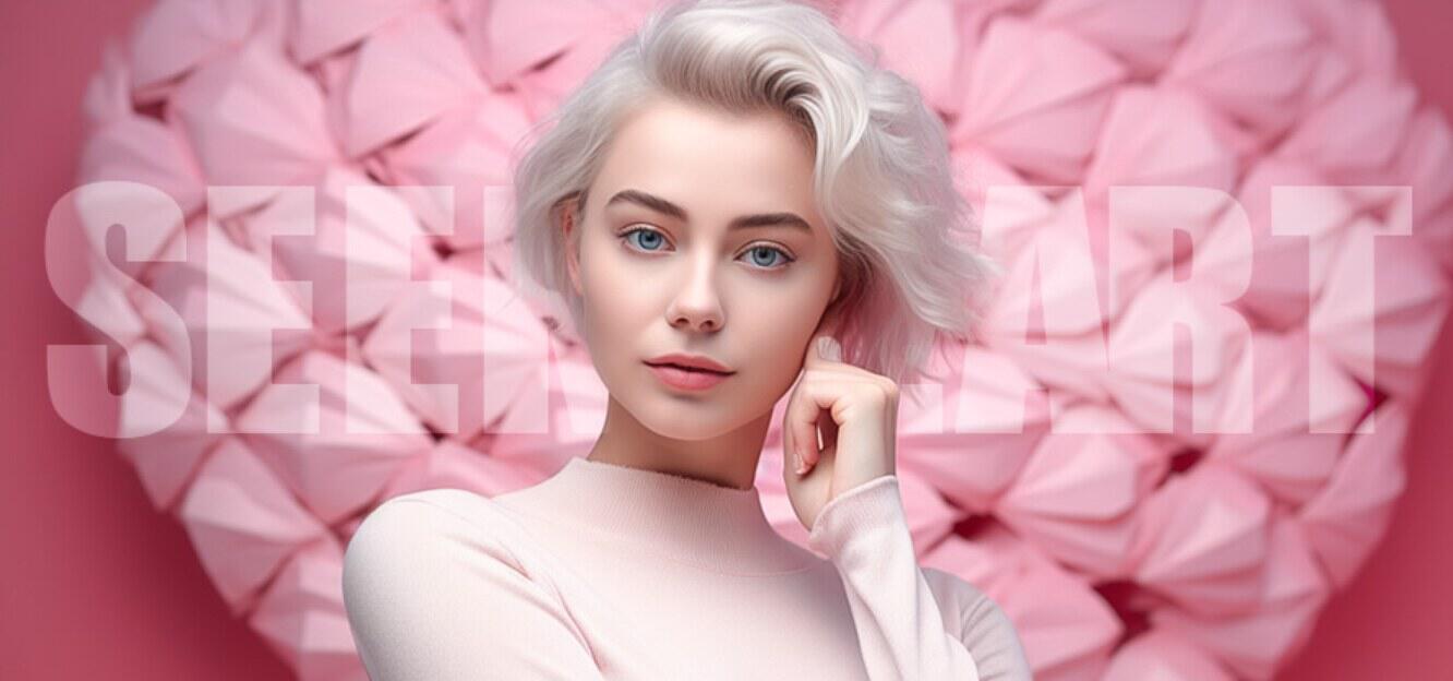 Seekheart savings guide image - A headshot of a beautiful woman with blonde hair with the text Seekheart in the background. Pink is the dominant colour
