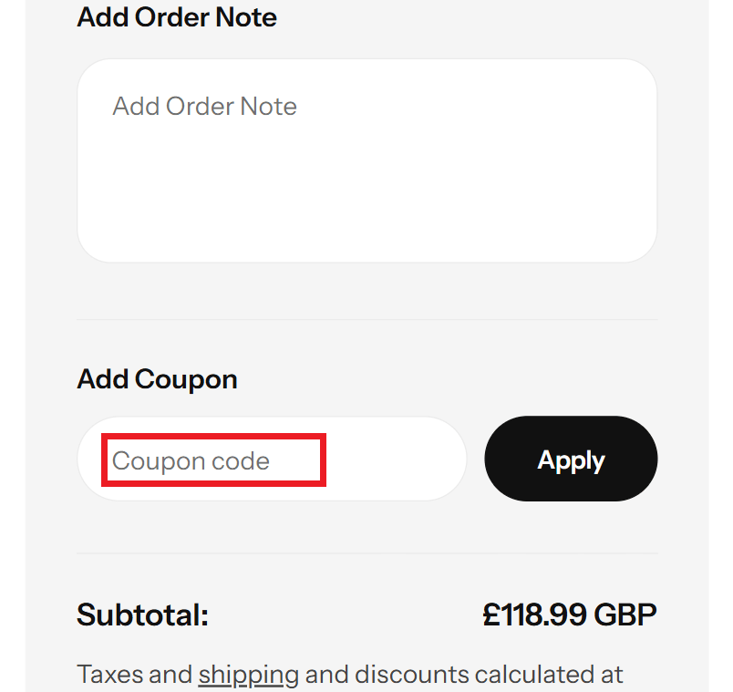 Seentat discount code box in shopping basket image