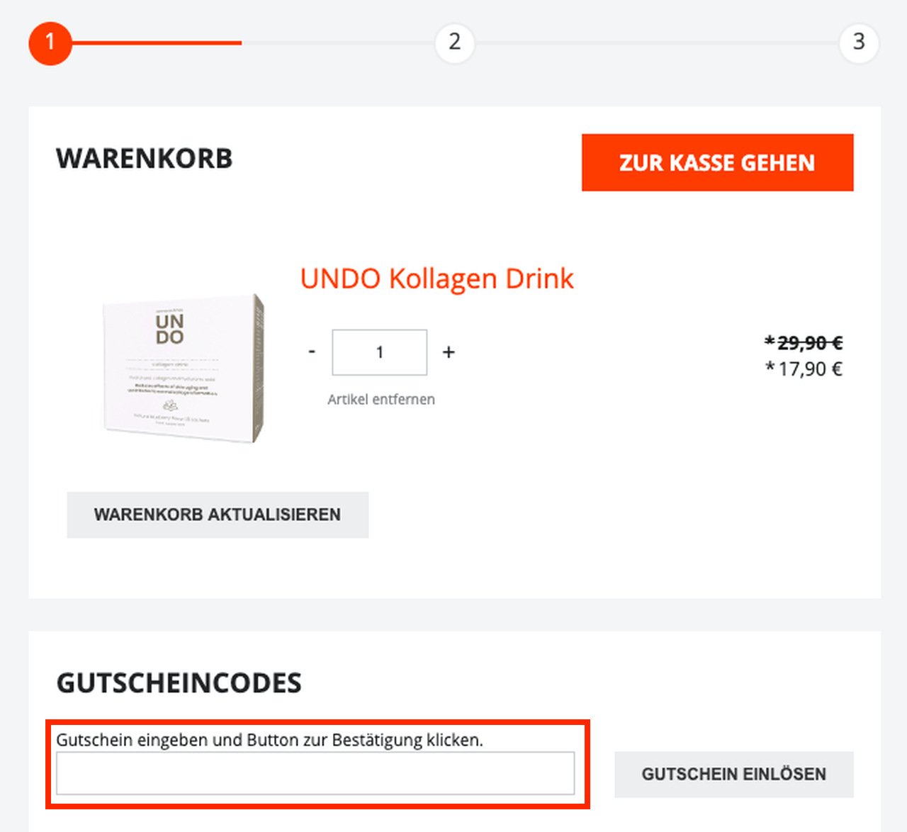 Löse einen Sensilab-Gutschein im Warenkorb ein
