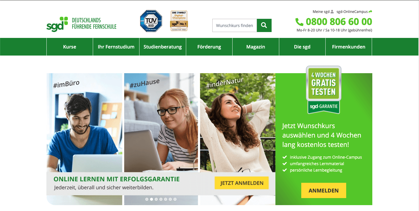 Die SGD bietet dir ein großes Angebot an Fernkursen.
