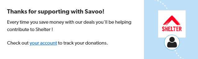 Signing up to support Shelter with Savoo
