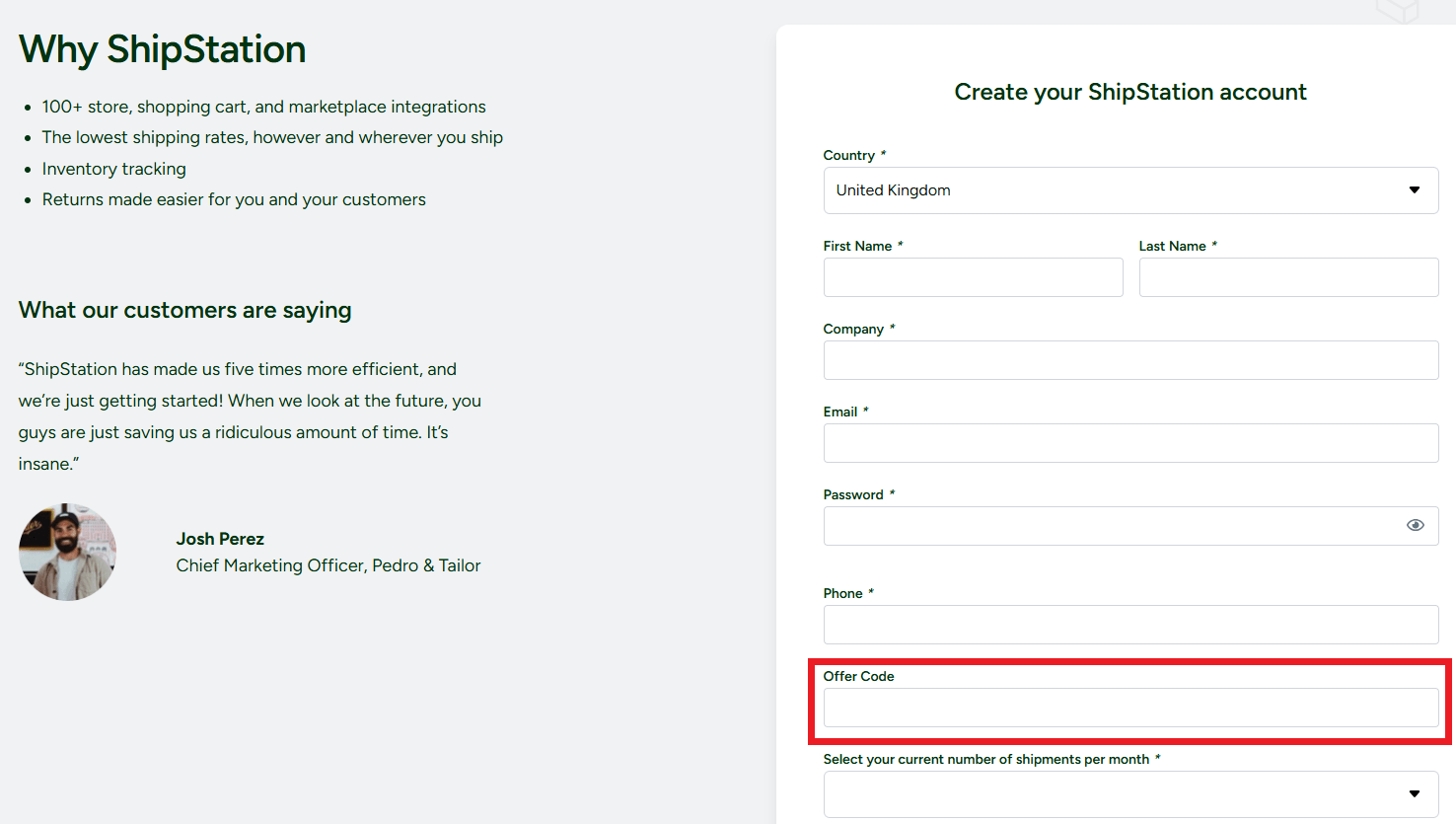 ShipStation discount code box during checkout image