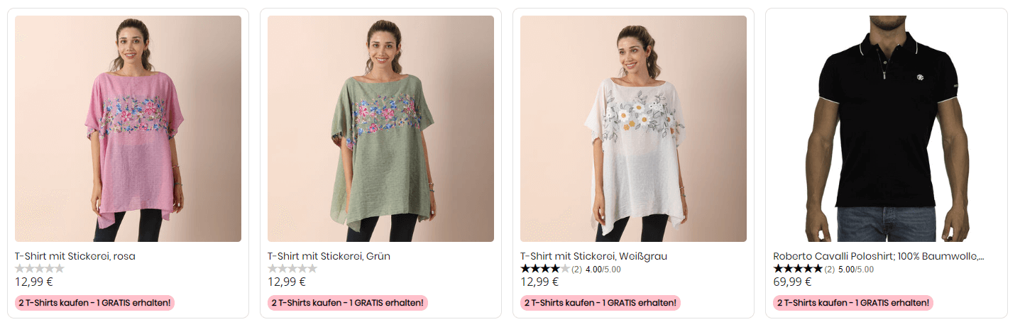 Shop-LC-Angebot „Kaufe 2 und erhalte 1 gratis“ für T-Shirts