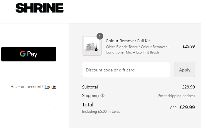 Shrine discount code box during checkout image