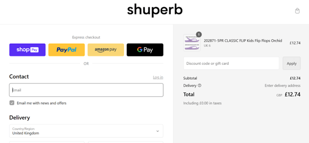 Shuperb discount code redemption area image