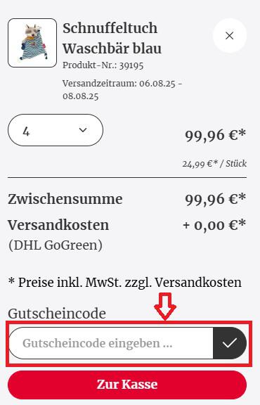 Eingabefeld von deinem sigikid Gutschein