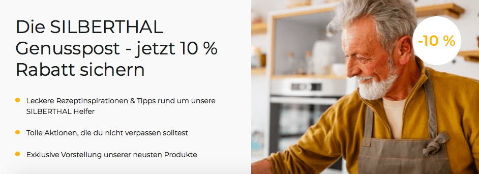 Silberthal Online-Shop mit Rabattcode zum Newsletter
