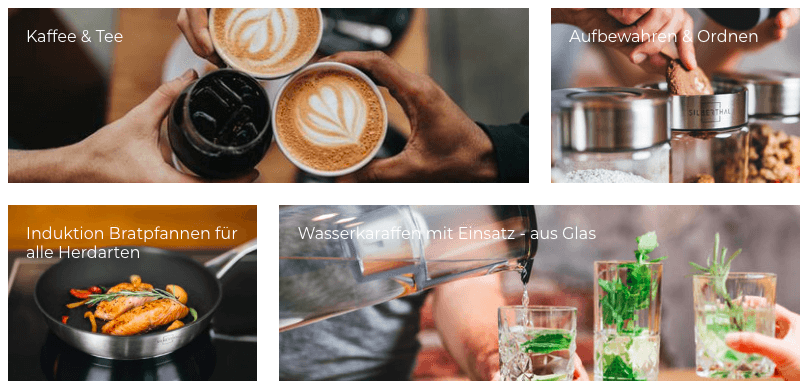Silberthal Online-Shop mit hochwertigen Produkten wie Kaffee und Pfannen