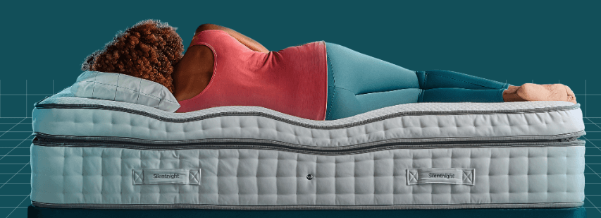 Silentnight sleep unique offer - women lying on her side on a mattress