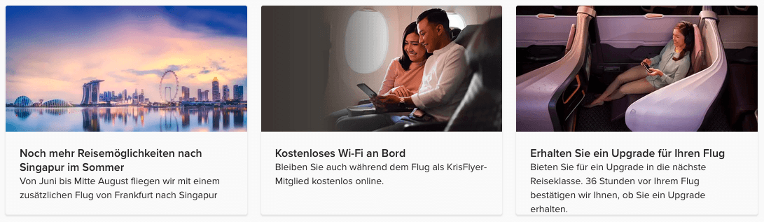 Angebote und Services bei Singapore Airlines