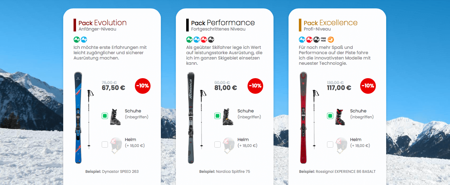 Skiset Produkte zu Sparpreisen im Online-Shop