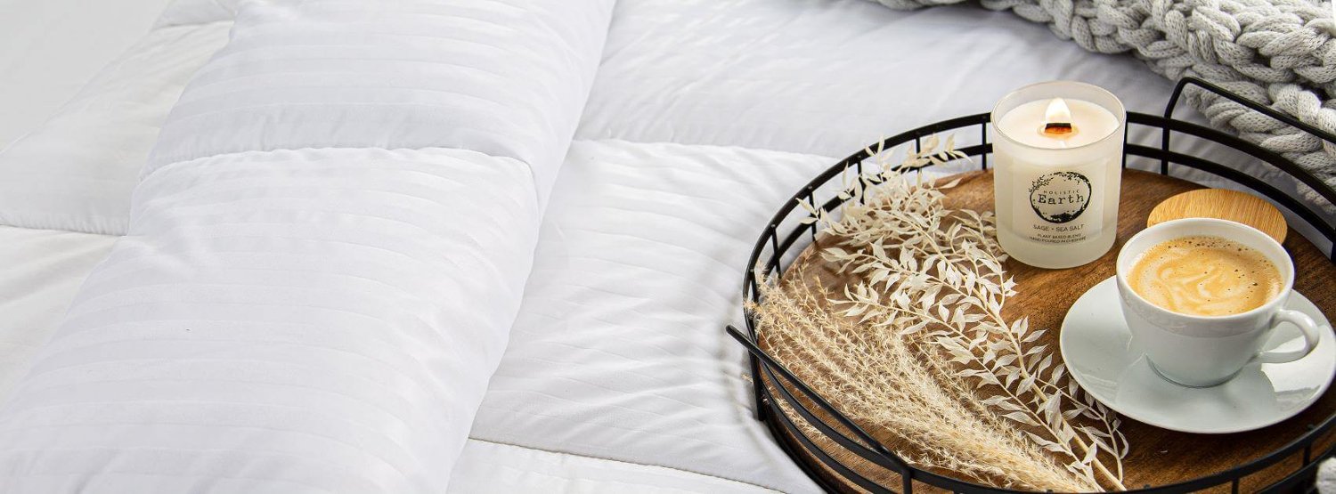 Sleepseeker mattress topper and breakfast set up