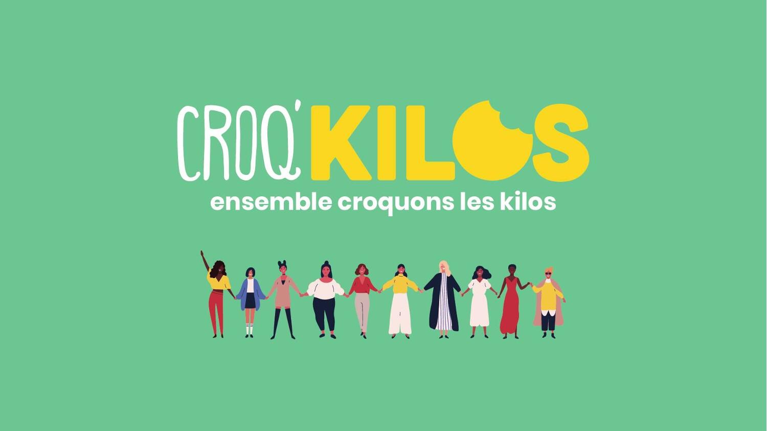 slogan de la marque Croq&apos;Kilos sur fond vert
