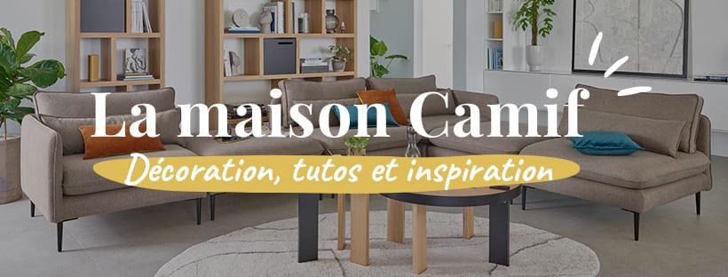 slogan de la maison Camif devant un intérieur de maison