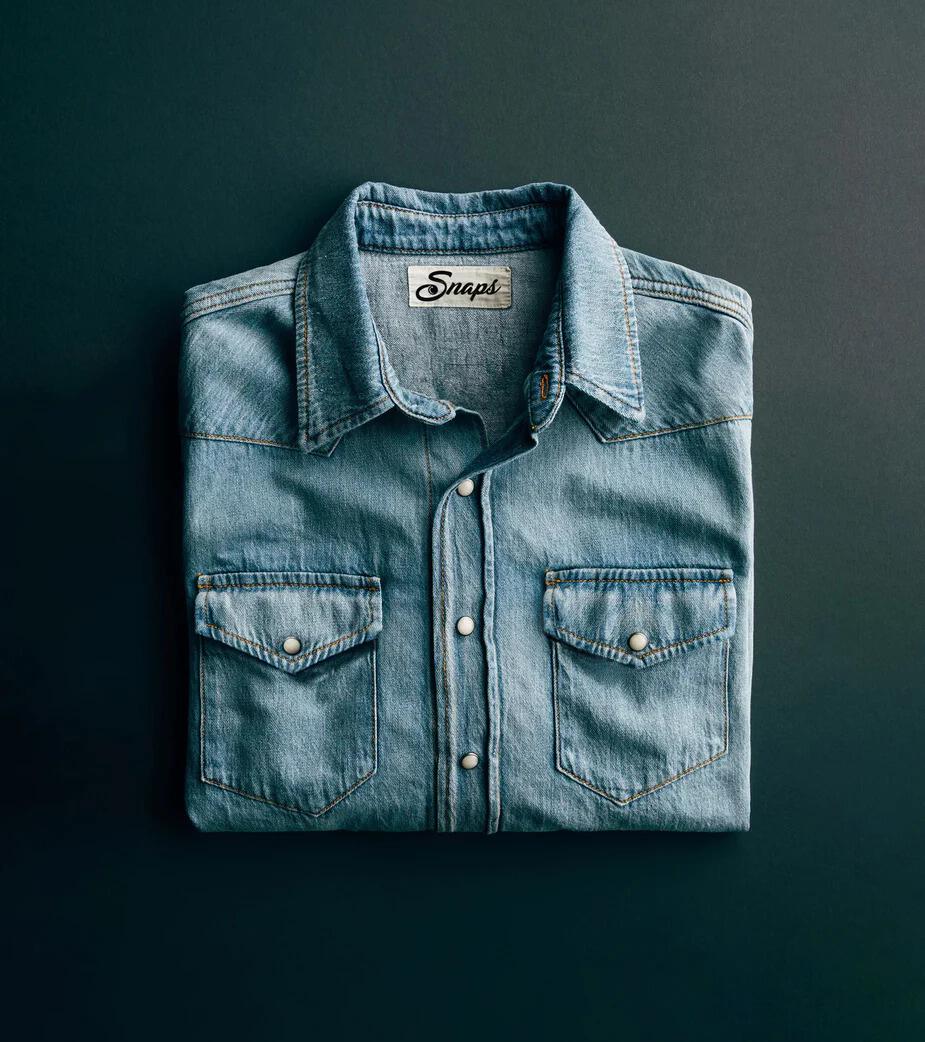 Snaps Clothing denim button-up shirt for men