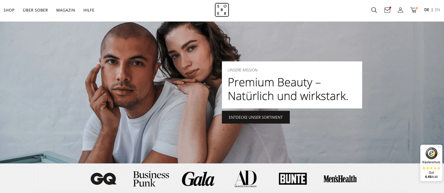 Premium Clean Beauty-Produkte im Online-Shop von Sober.