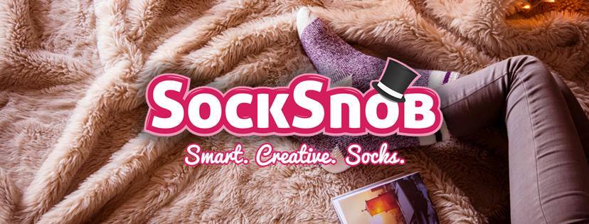 Sock Snob sock banner. Text reads: Smart Creative Socks