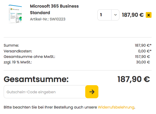 Softwarehunter Gutschein im Warenkorb des Online-Shops einlösen