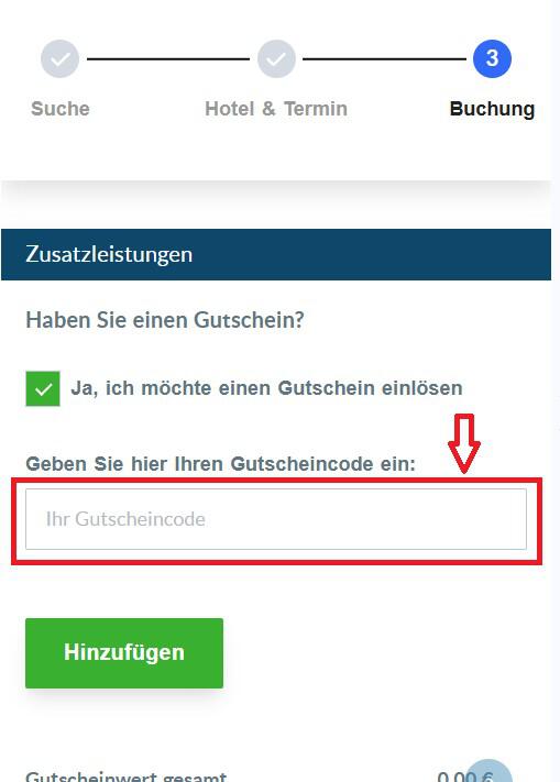 Eingabefeld von deinem sonnenklar.TV Gutschein