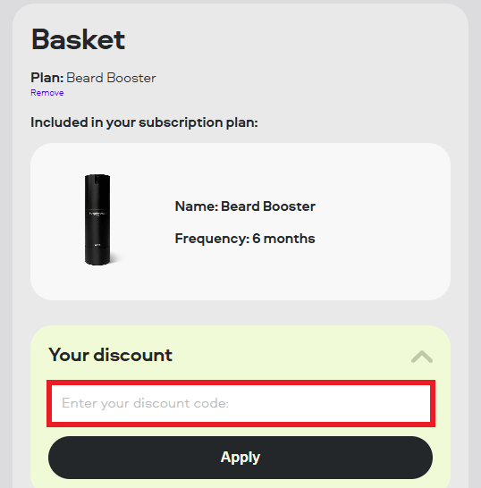 Sons UK discount code redemption box during the checkout process